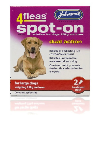 Johnsons - 4 Fleas Spot On For Large Dogs (2x pipettes)