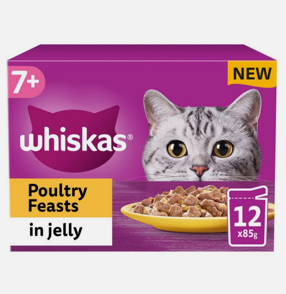 Whiskas - 7+ Cat Pouches Poultry Feasts in Jelly (12x85g)