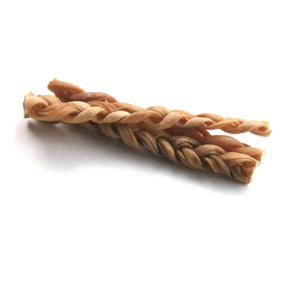 Anco Naturals medium lamb braided dog chew made from 100% natural lamb skin for dental health and chewing enjoyment