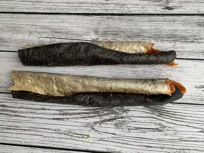 Anco Naturals Salmon Skin Rolls natural chewy dog treat rich in omega oils for skin, joints, and dental health