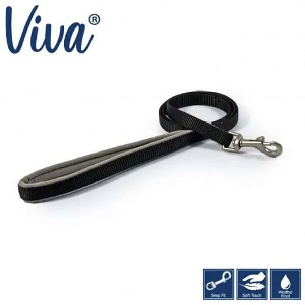Ancol - Viva Padded Snap Lead Black (Max 50kg 1 x100cm)