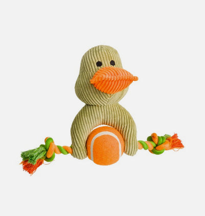 House of Paws Green Cord Duck Dog Toy with Tennis Ball and Rope