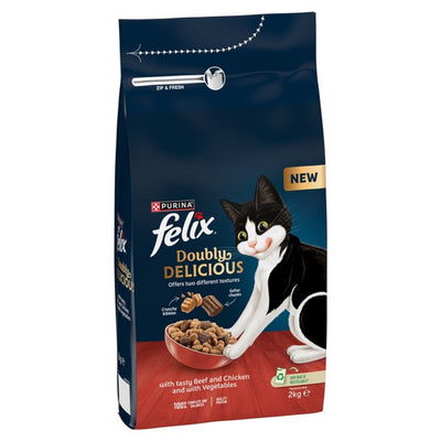 Felix - Doubly Delicious Beef Chicken & Vegetables Dry Cat Food (2kg)