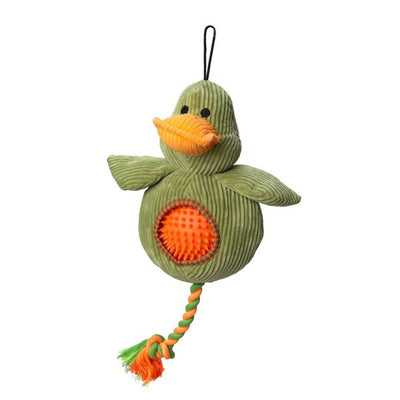 House of Paws - Duck Plush Cord Dog Toy with Spiky Ball