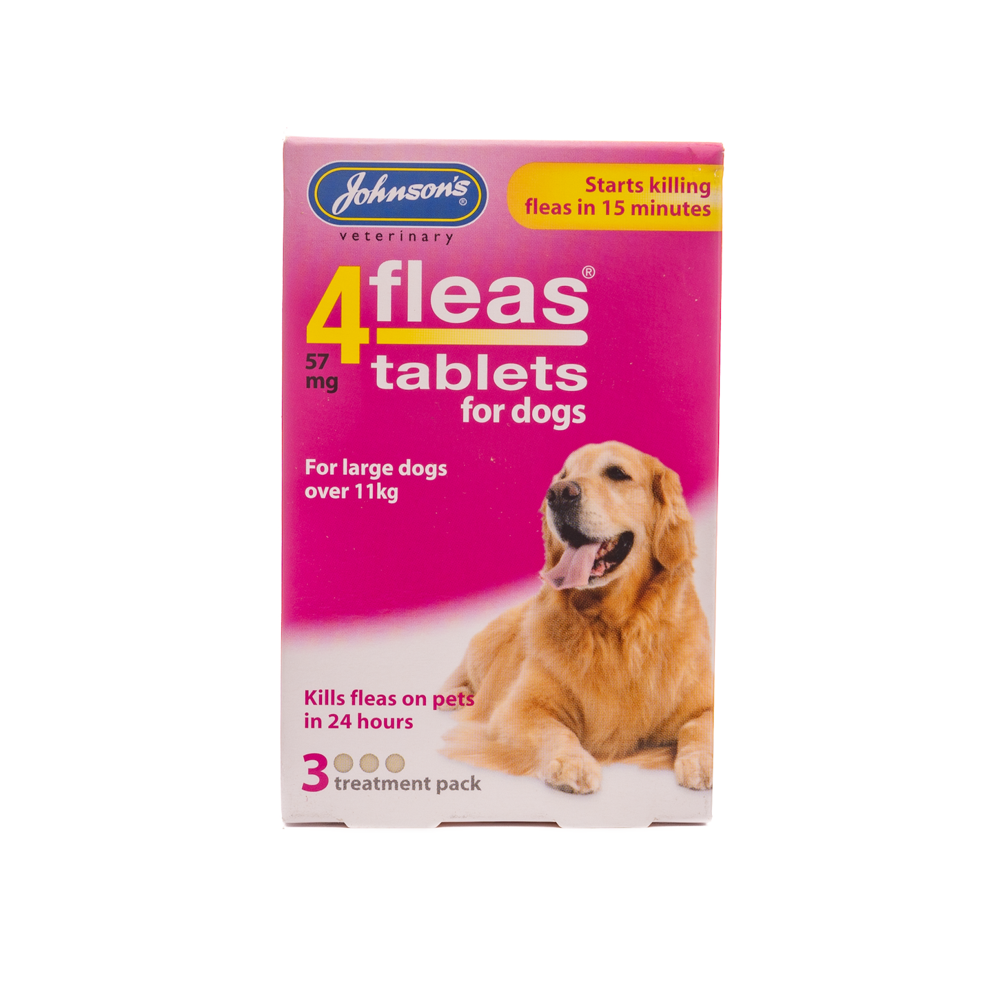 Johnsons - 4 Fleas Tablets for dogs over 11kg, fast-acting flea treatment with 3 tablets pack