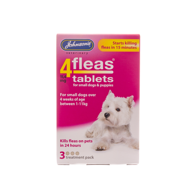 Johnsons - 4 Fleas Puppy Flea Tablets for small dogs and puppies, kills fleas in 15 minutes, 3 treatment pack