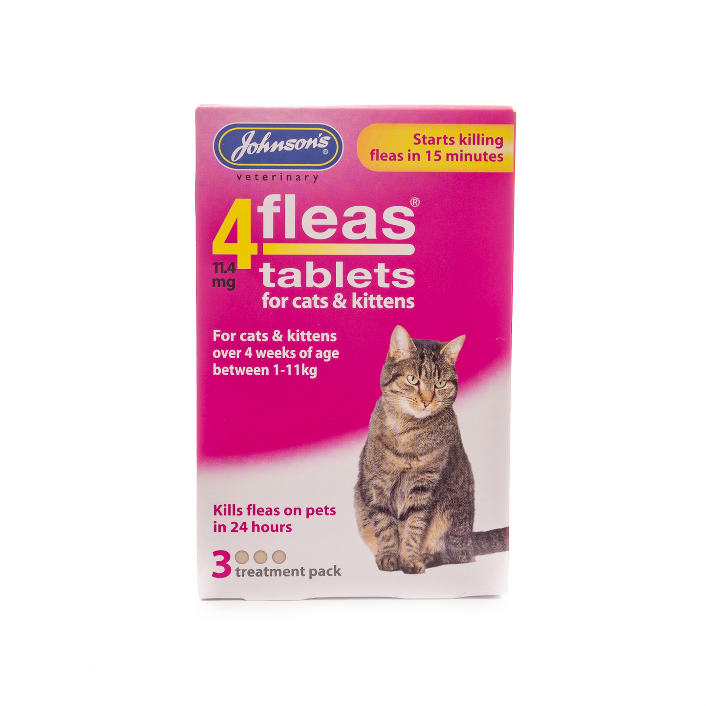 Johnsons - 4 Fleas Tablets Cats and Kittens over 4 weeks old, fast-acting flea treatment, 3 tablet pack