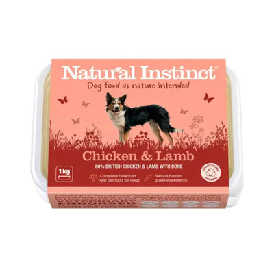 Natural Instinct Chicken and Lamb dog food 2x500g pack with 80% British chicken and lamb raw pet food