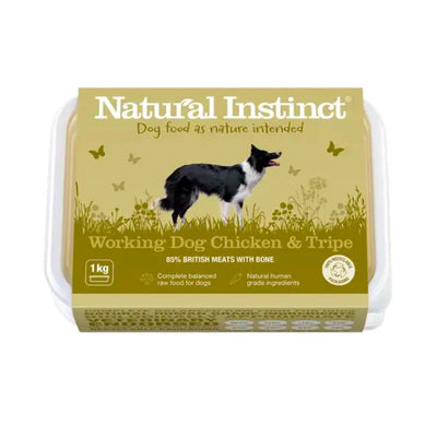 Natural Instinct Working Dog Chicken & Tripe raw dog food 1kg with green tripe and vitamin C for immune support