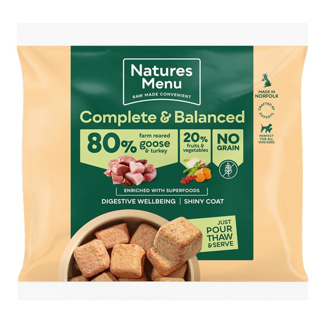 Natures Menu - Frozen Nuggets Country Hunter Turkey and Goose (1kg)