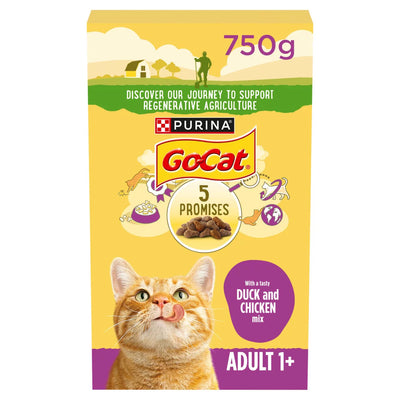 Purina - Go Cat 1+ Dry Cat Food Duck & Chicken (750g)
