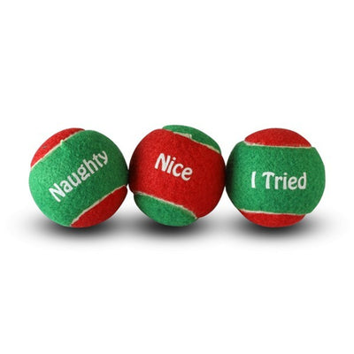 Sportspet - Xmas Red Green Tennis Balls (3 Pack)