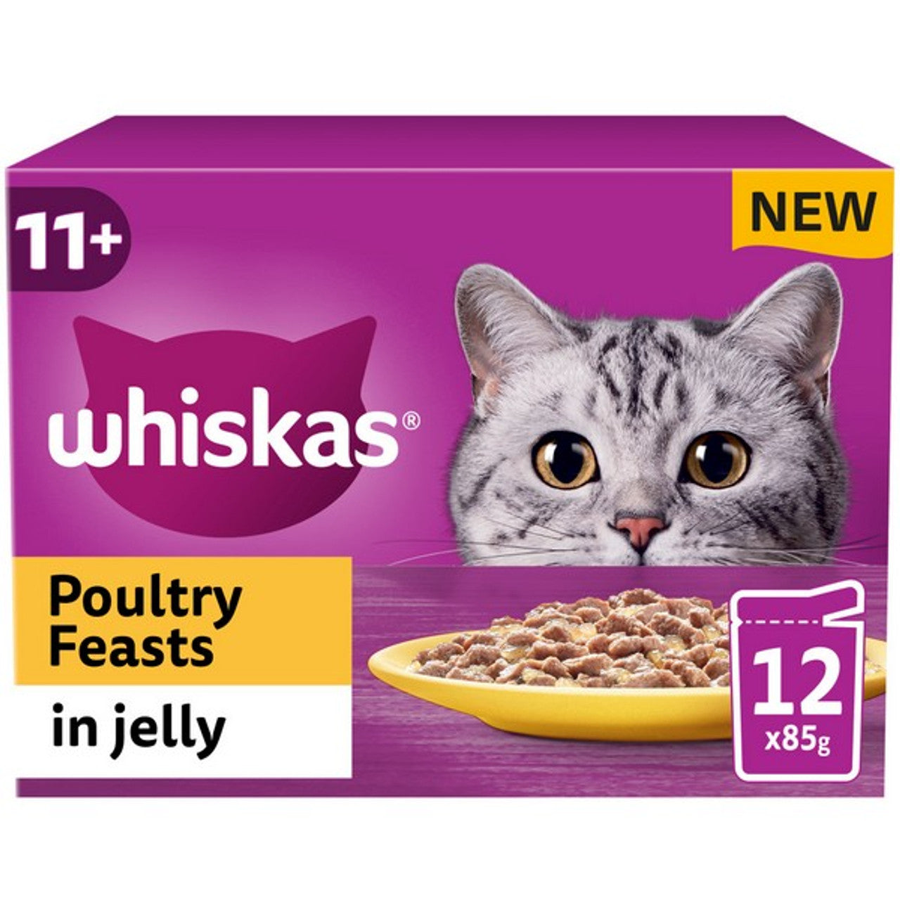 Whiskas - 11+ Cat Pouches Poultry Feasts in Jelly (12x85g)