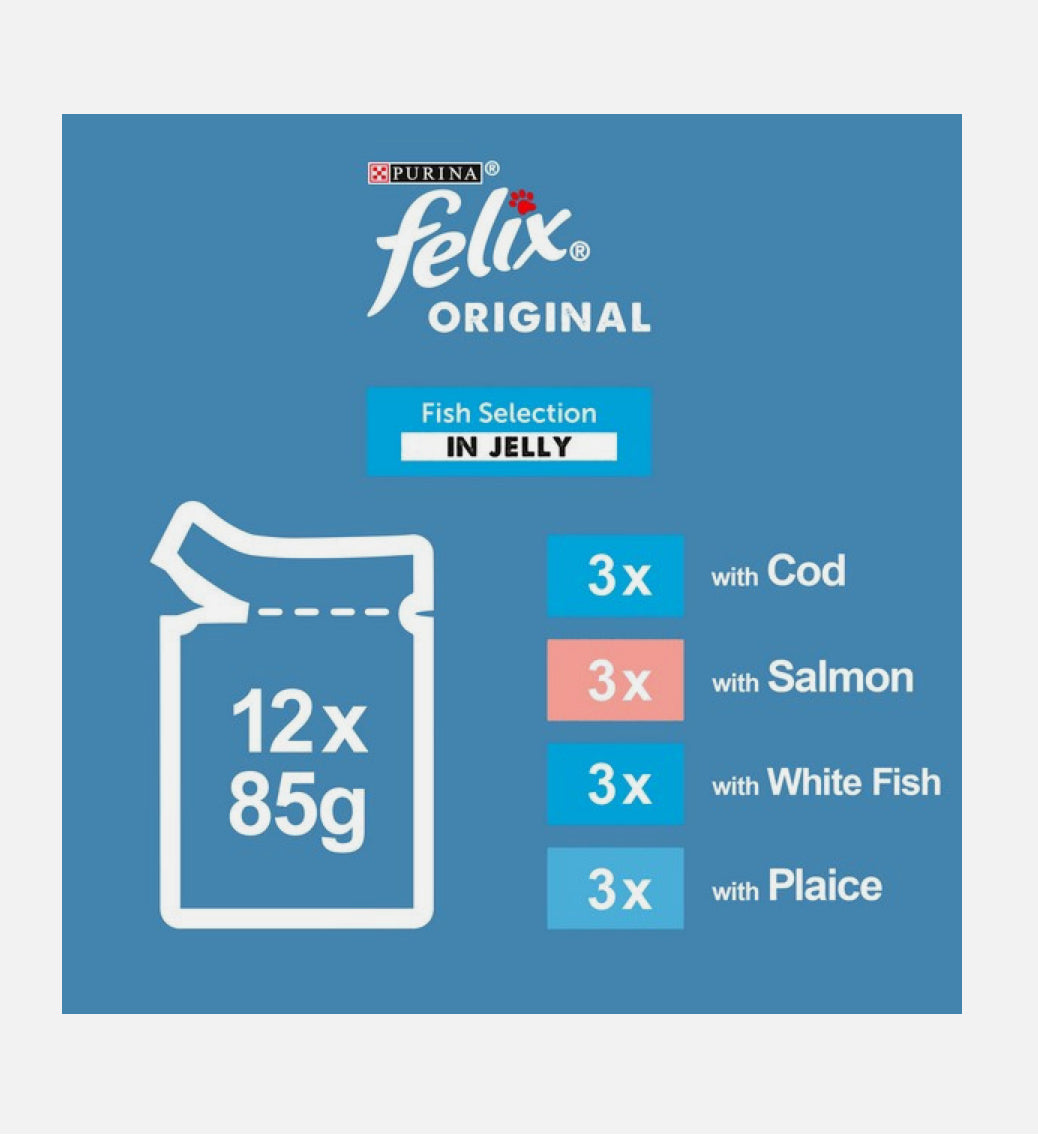 Felix Original Fish Selection in Jelly Wet Cat Food 12x85g