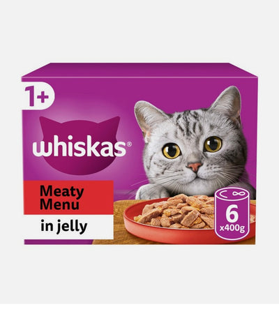 WHISKAS 1+ Meaty Menu Cat Food in Jelly 6x400g
