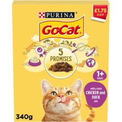 Purina - Go Cat 1+ Dry Cat Food Duck & Chicken (340g)