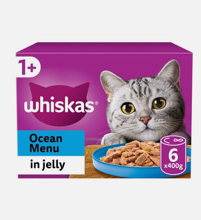 WHISKAS 1+ Ocean Menu Cat Food in Jelly 6x400g