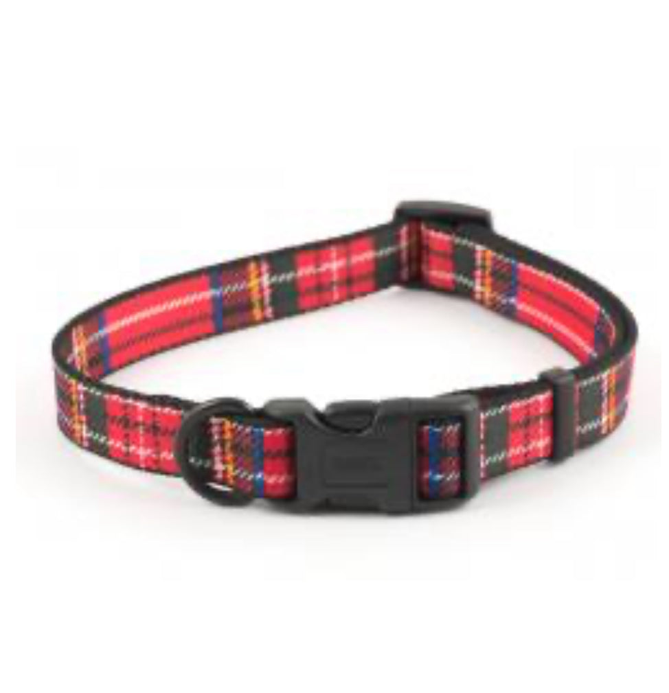 Ancol adjustable collar tartan red