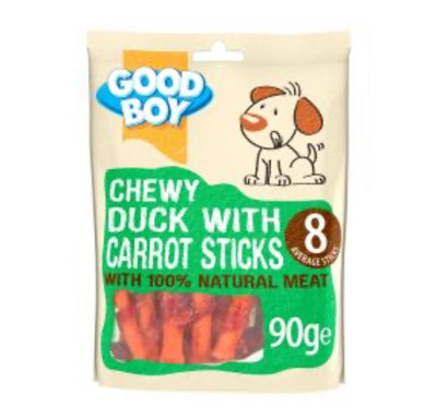 Good boy chewy duck with carrot sticks