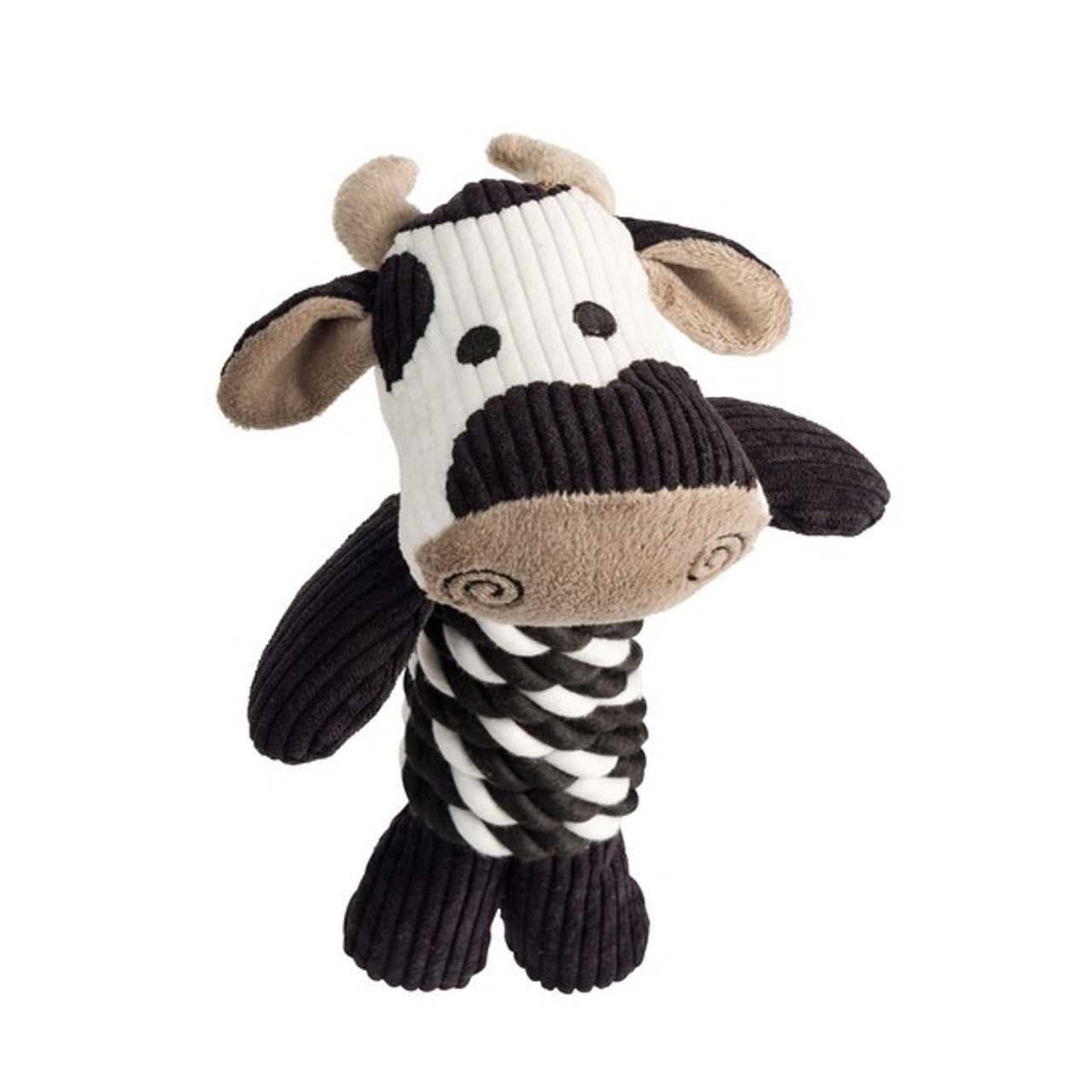 House Of Paws - White and Black Cow Toy with Rope Body