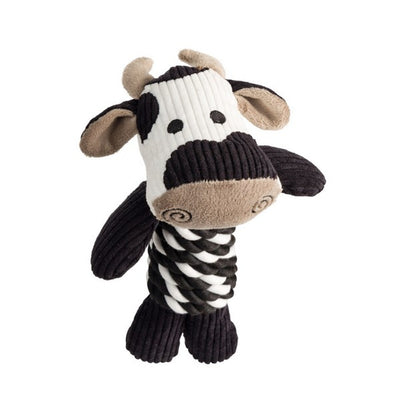 House Of Paws - White and Black Cow Toy with Rope Body