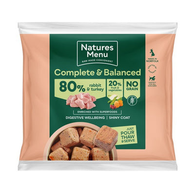 Natures Menu - Frozen Nuggets 80/20 Rabbit and Turkey with Superfoods (1kg)