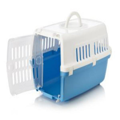 Savic - Zephos 1 Plast Pet Carrier White/Blue - 48x31.5x30cm